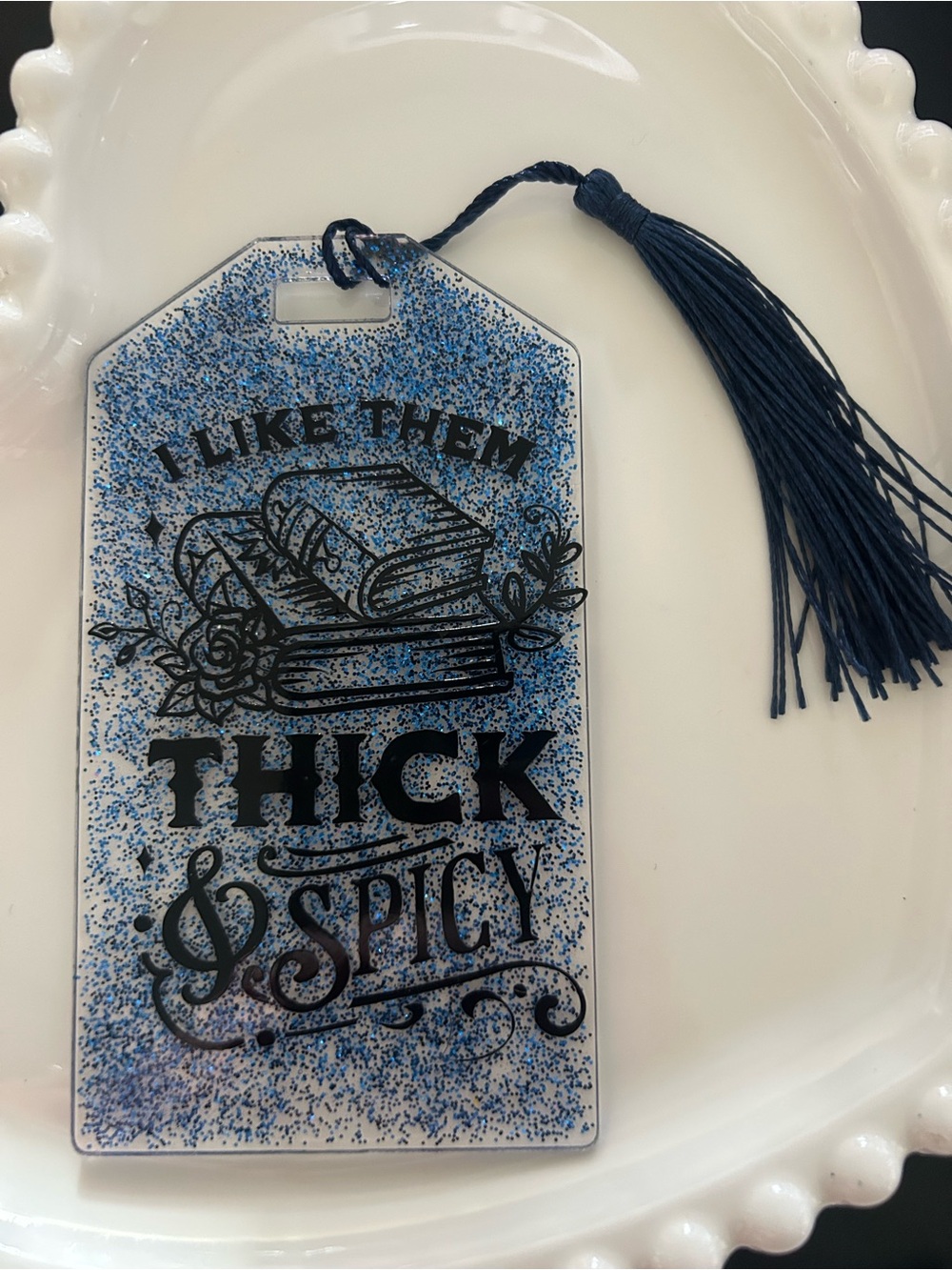 Blue 'I Like Them Thick & Spicy' Book Lover Bookmark with Tassel